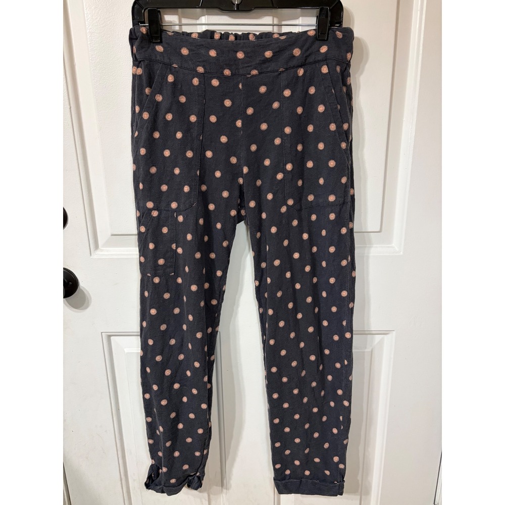 Known Supply | Organic Cotton Sunburst Dot Relaxed Pants | Medium || Navy Blue|